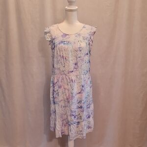 DEX Water Color Floral Print Women's Dress, Sz XL